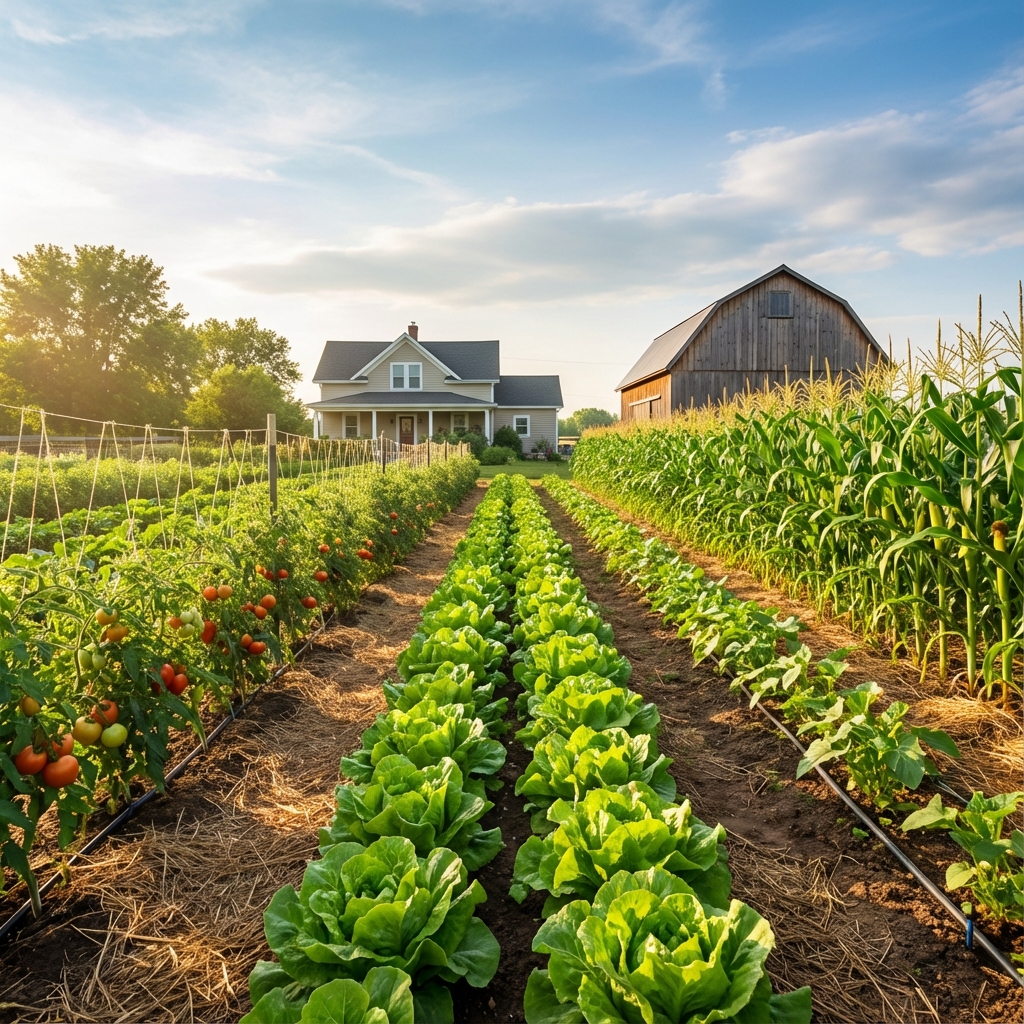 Lush vegetable farm